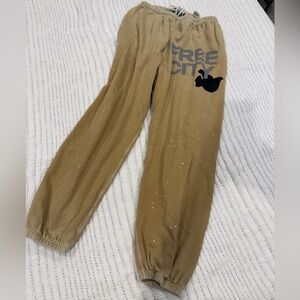 Freecity Cotton Logo Sweatpants in Tan